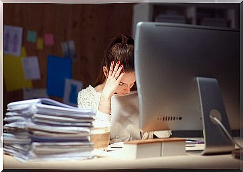 woman stressed at work