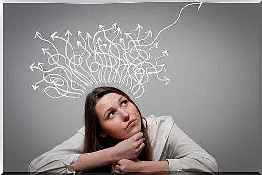 Woman dealing with conflicting thoughts