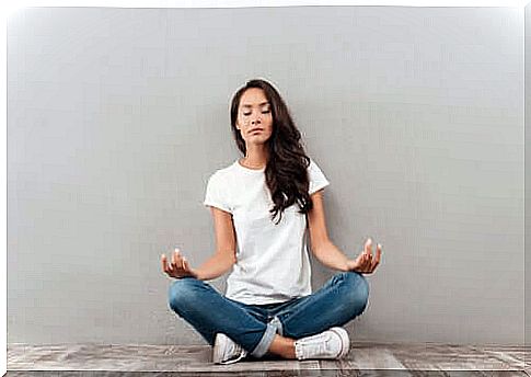 woman practicing meditation