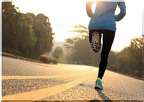 woman running in the street