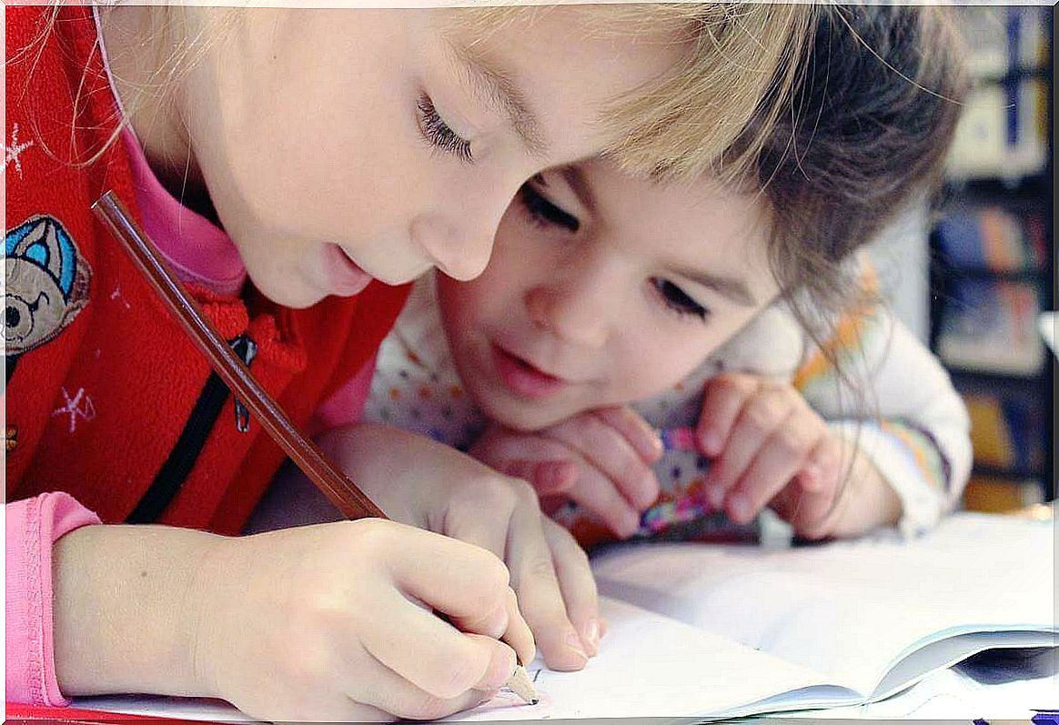 Children studying