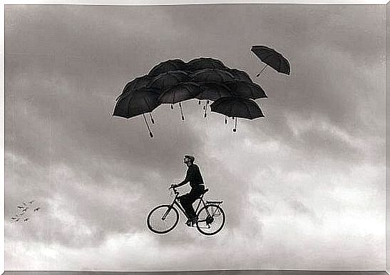 bicycle-flying man