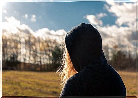 teenager watching landscape